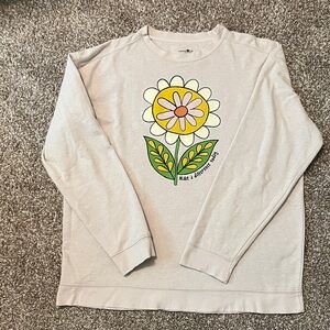 NATURAL LIFE Cream Sweater with Yellow and Pink Floral Design
